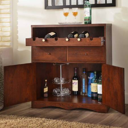 Porta-vinhos com gaveta deslizante de segurança.